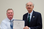 Dr. Richard Cavanaugh, Health Studies, with Dr. William L. Perry, President by Beverly J. Cruse