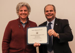 Shelia Simons, ACA winner for Teaching, with President David Glassman by Jay Grabiec