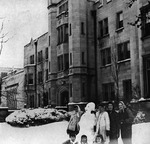 Students with Snowman Outside Pemberton Hall, Winter 1944-45 by University Archives