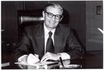 President Gilbert C. Fite Seated at His Desk by University Archives