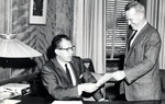 President Quincy V. Doudna with Lavern M. Hamand by University Archives