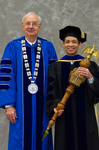 Dr. William Perry, University President, Dr. Peter Liu, Commencement Marshal by Beverly J. Cruse