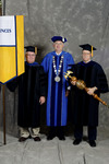 Dr. Leo P. Comerford, Faculty marshal, President William Perry,  Dr. Peter G. Andrews, Commencement marshall