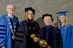 Dr. William L. Perry, President, Dr. Angela Anthony, Student Speaker Mentor, Dr. Gail Richard, Commencement Marshal, Ms. Brittany Hart, Student Speaker by Beverly J. Cruse