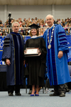Dr. Blair M. Lord, Provost & Vice President for Acdemic Affairs, Ms. Barbara A. Baurer, Honorary Degree Recipient and Commencement Speaker, Dr. William L. Perry, University President by Beverly J. Cruse