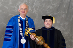 Dr. William L. Perry, Dr. Thomas G. Costello, Commencement Marshal by Beverly J. Cruse
