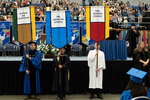 Dr. Gabriel Grant, Faculty Marshal, Dr. Peter Liu, Faculty Marshal, Mr. Seth Yeakel, Honors College banner by Beverly Cruse