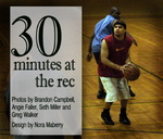 Students Playing Basketball in Student Recreation Center with Text by Daily Eastern News
