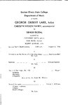 George Gilbert Lake, Senior Recital by Earl Boyd