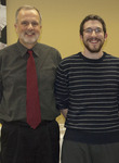 Luke Eastin with Dr. Richard Wandling by Booth Library