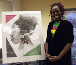 Kadija Robinson-Stallings with her artwork In Living Color by Beth Heldebrandt