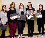 Pictured are award winners Samantha Kledzik, Jacki Pickowitz, Tiffany Somerville, Kelsey Oglesby and Danielle Pincente. Not pictured was David Ehlers. All are graduate students in counseling