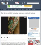 EIU library exhibit featuring veterans and their tattoos