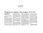 Program to Explore 'Tjhe Grapes of Wrath'
