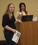Librarian Stacey Knight-Davis introduces speaker Michele Hartke by Beth Heldebrandt