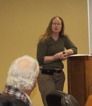 Librarian Stacey Knight-Davis introduces speaker Dr. C.C. Wharram by Beth Heldebrandt