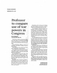 Professor to compare use of war powers in Congress