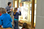 Elementary school kids visit the Parker exhibit by Booth Library