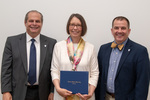 President David Glassman and Jay Gatrell, Vice President for Academic Affairs with Amy Lynch by Beverly Cruse