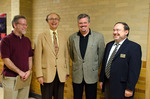 Dr. Lee Patterson, Dr. Wafeek Wahby, Dr. Michael Cornebise, and Dr. Allen Lanham by Booth Library