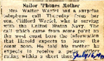 Clifford Warfel phones mother, Mrs. Walter Warfel 7-16-1942