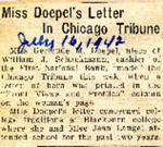 Miss Doepel's Letter in Chicago Tribune 7-16-1942 by Newton Illinois Public Library