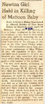 Newton Girl Held in Killing of Mattoon Baby (Ruth Auteberry) 6-29-1942 by Newton Illinois Public Library