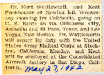 Dr. Kent Wattleworth leaves for U.S. Army Medical Corps; Kent Funkhouser to work at Consolidated Aircraft factory 5-27-1942