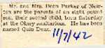 Mr. & Mrs. Dean Parker are new parents 11-7-1942