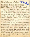 First Snow of the Season Falls Tuesday; Will There Be 27 Snows? 10-30-1942