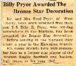 Billy Pryor Awarded the Bronze Star Decoration 12-21-1944