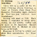 To Honor Soldier (social at Hidalgo Christian Church for PFC Paul Hampton) 1-25-1944 by Newton Illinois Public Library