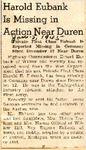 Harold Eubank Is Missing in Action Near Duren 1-5-1945