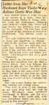 Letter from Her Husband Says Vinda Adkins Oreta Was Shot 10-5-1945 by Newton Illinois Public Library
